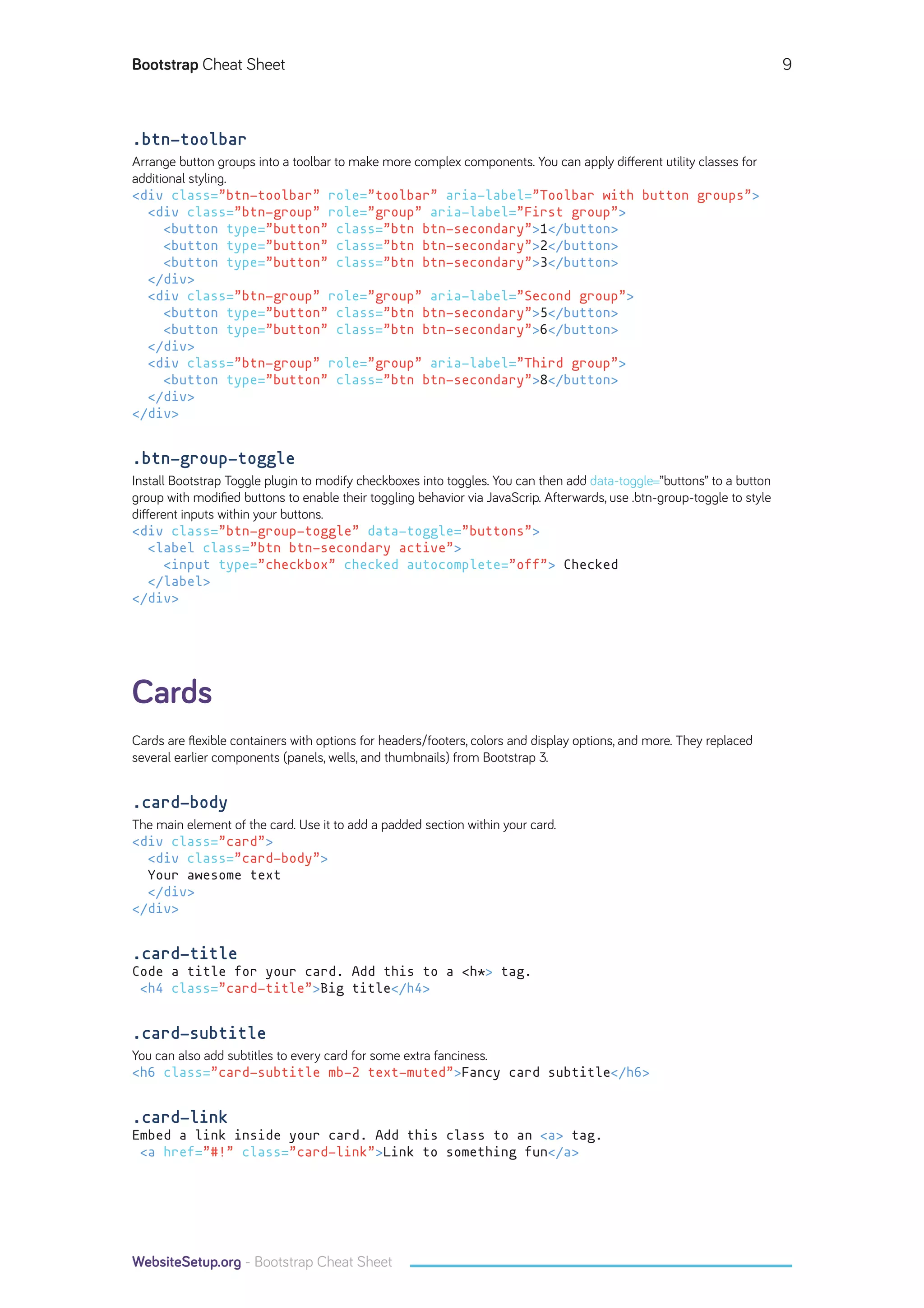 Bootstrap cheat-sheet-websitesetup.org | PDF