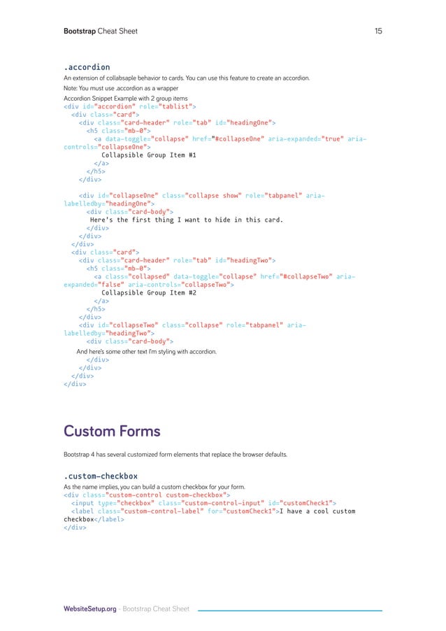 Bootstrap cheat-sheet-websitesetup.org | PDF
