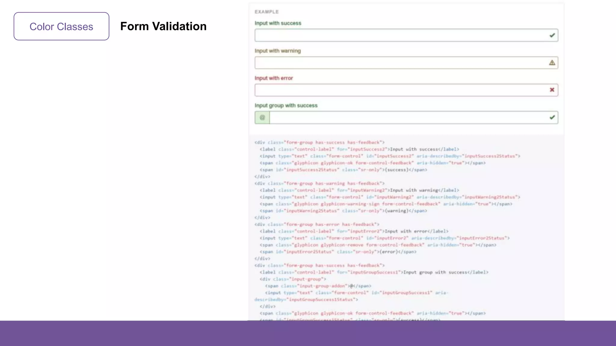 Color Classes Form Validation
 