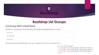 Bootstrap List Groups
 