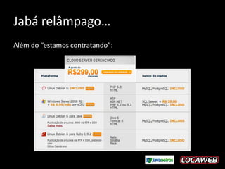 Jabá relâmpago…
Além do “estamos contratando”:
 