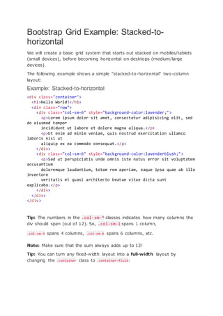 Bootstrap grid system | PDF image.