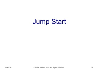 08/10/21 © Haim Michael 2021. All Rights Reserved. 19
Jump Start
 