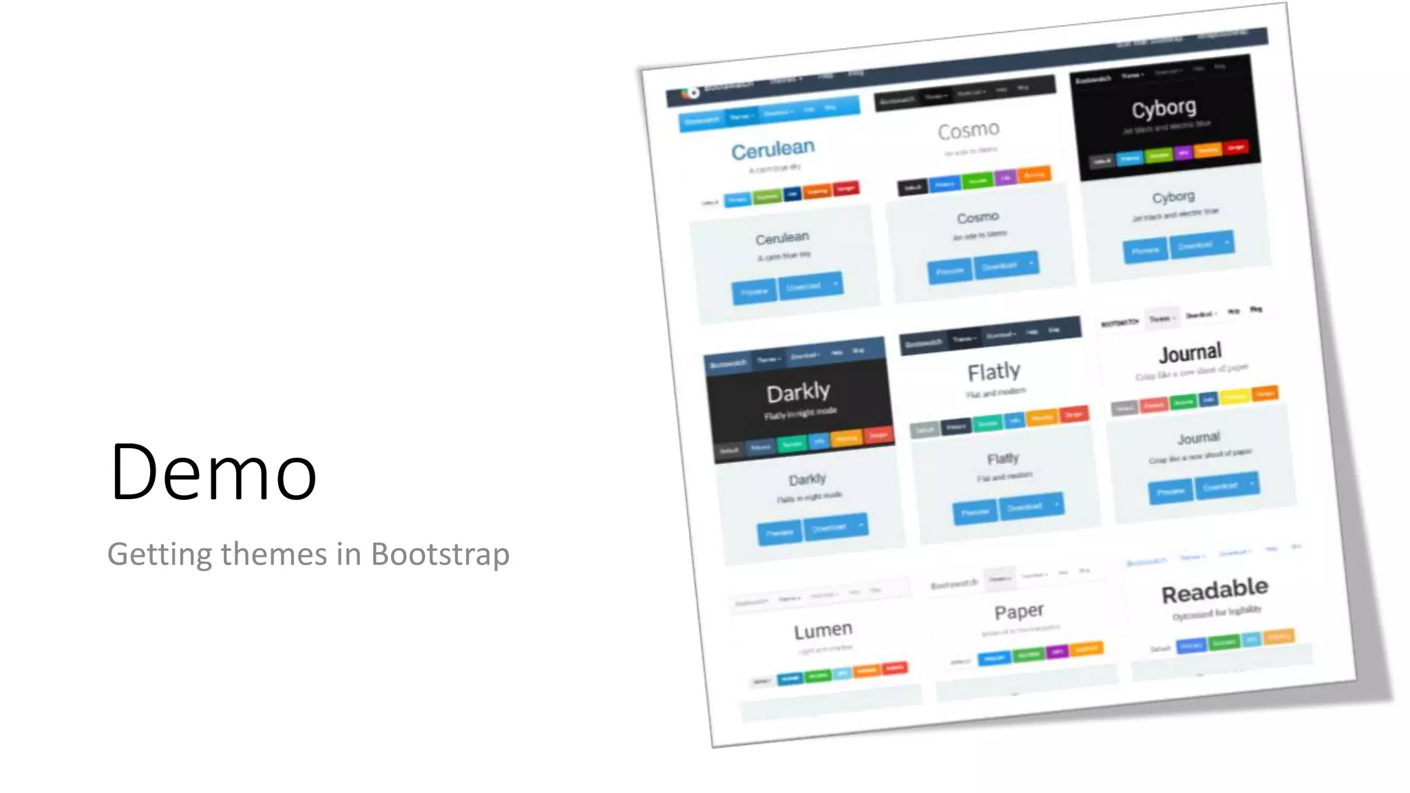 Demo
Getting themes in Bootstrap
 