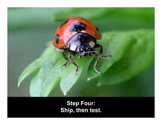 Step Four:
Ship, then test.
 