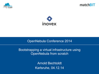 OpenNebula Conference 2014 
Bootstrapping a virtual infrastructure using 
OpenNebula from scratch 
Arnold Bechtoldt 
Karlsruhe, 04.12.14 
 
