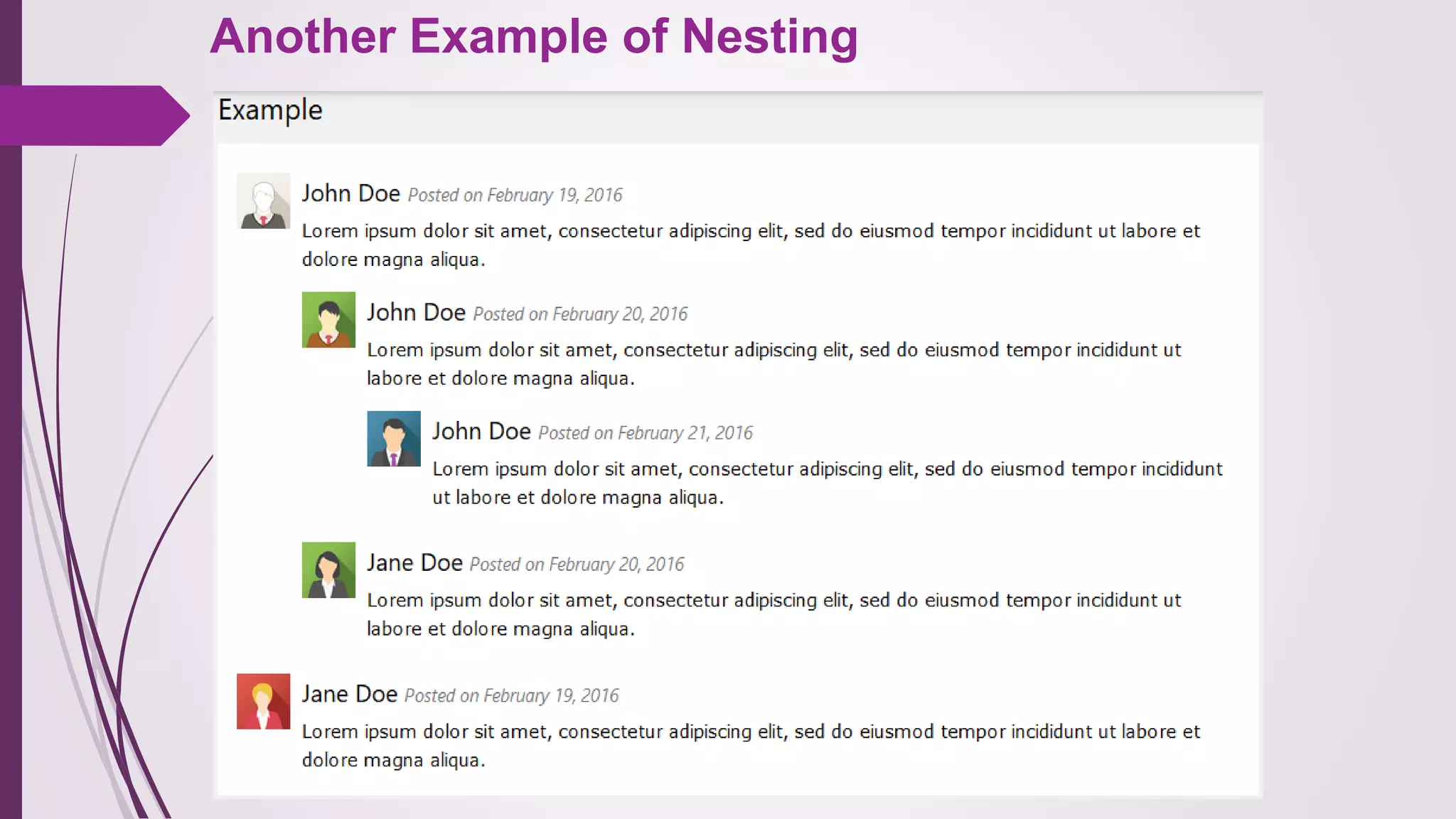 Another Example of Nesting
 