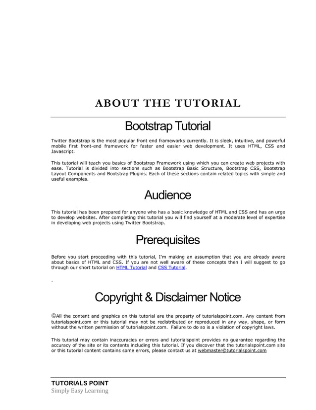 Bootstrap tutorial | PDF