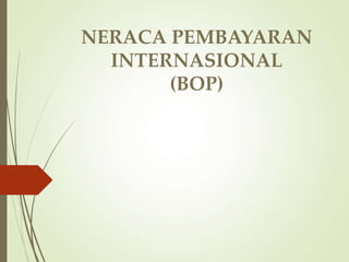 NERACA PEMBAYARAN
INTERNASIONAL
(BOP)
 