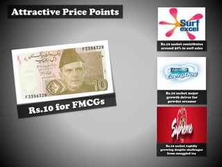 Attractive Price Points
Rs.10 sachet contributes
around 50% in surf sales
Rs.10 sachet major
growth driver for
powder creamer
Rs.10 sachet rapidly
growing despite challenges
from smuggled tea
 