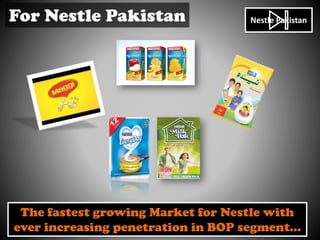 For Nestle Pakistan
The fastest growing Market for Nestle with
ever increasing penetration in BOP segment…
Nestle Pakistan
 