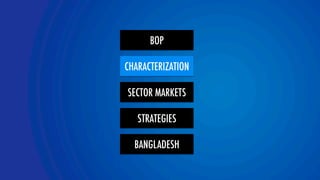BOP 
CHARACTERIZATION 
SECTOR MARKETS 
STRATEGIES 
BANGLADESH 
YOLOR team 
 