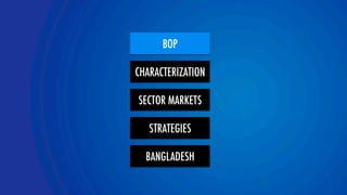 BOP 
CHARACTERIZATION 
SECTOR MARKETS 
STRATEGIES 
BANGLADESH 
YOLOR team 
 