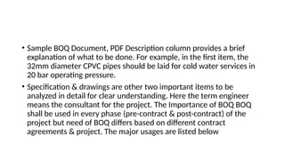 boq is a book with detailed information. | PPTX