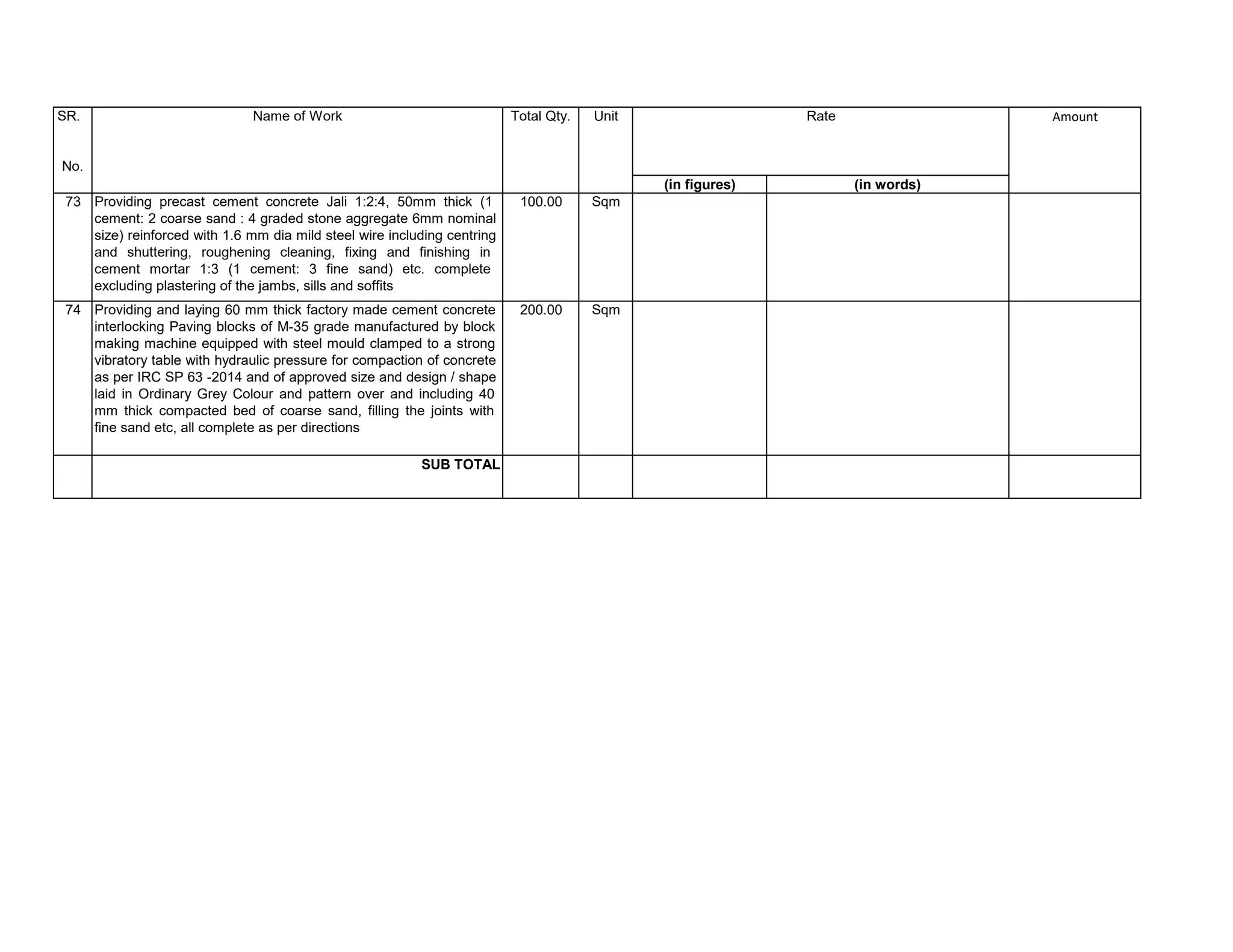 Bill of quantities for civil and electrical work for swimming pool | PDF