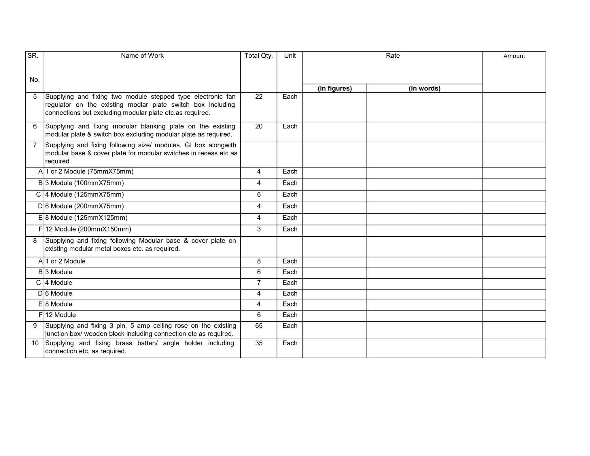Bill of quantities for civil and electrical work for swimming pool | PDF