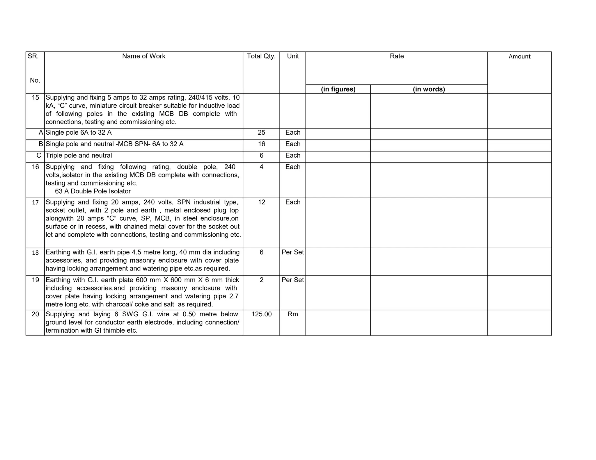 Bill of quantities for civil and electrical work for swimming pool | PDF