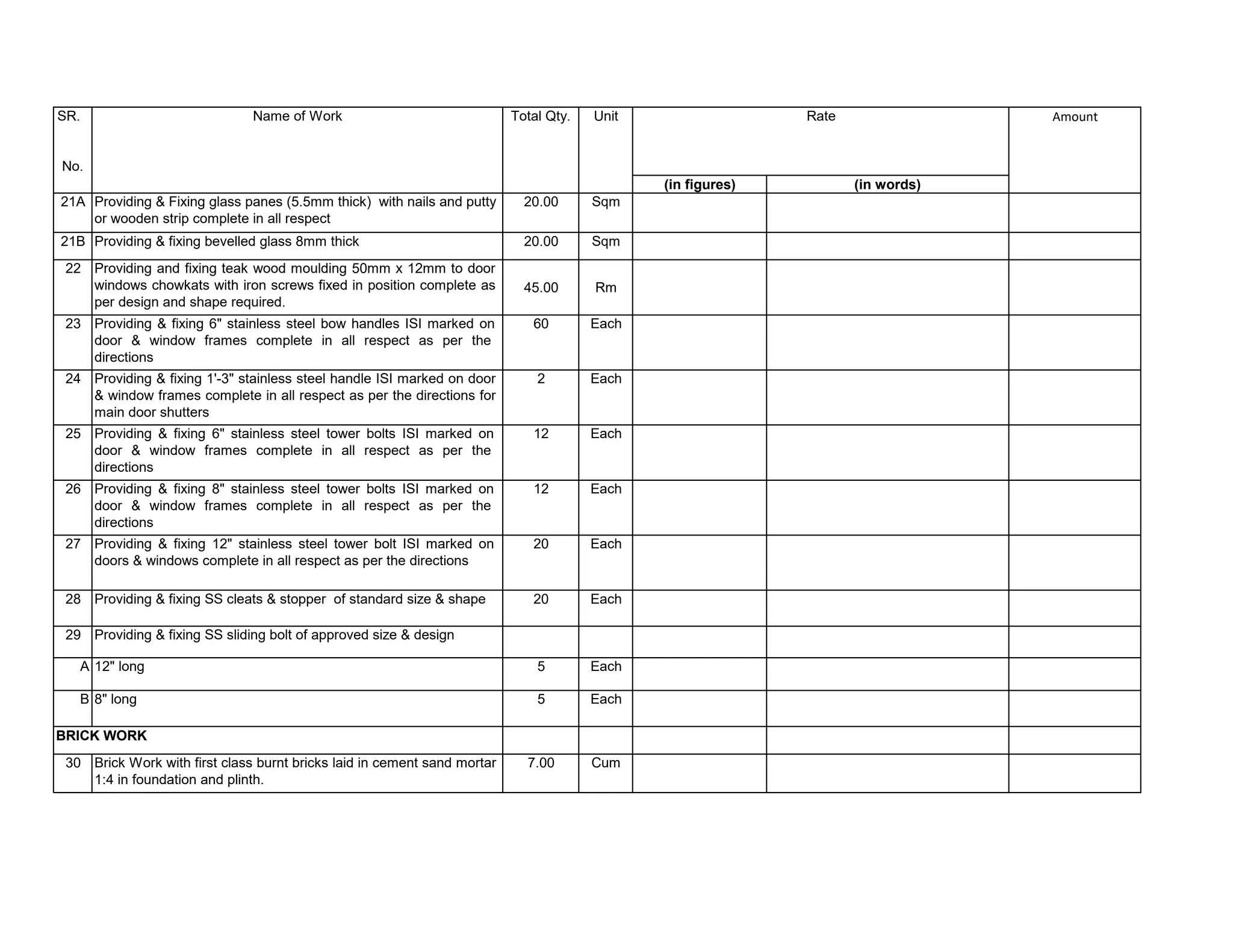 Bill of quantities for civil and electrical work for swimming pool | PDF