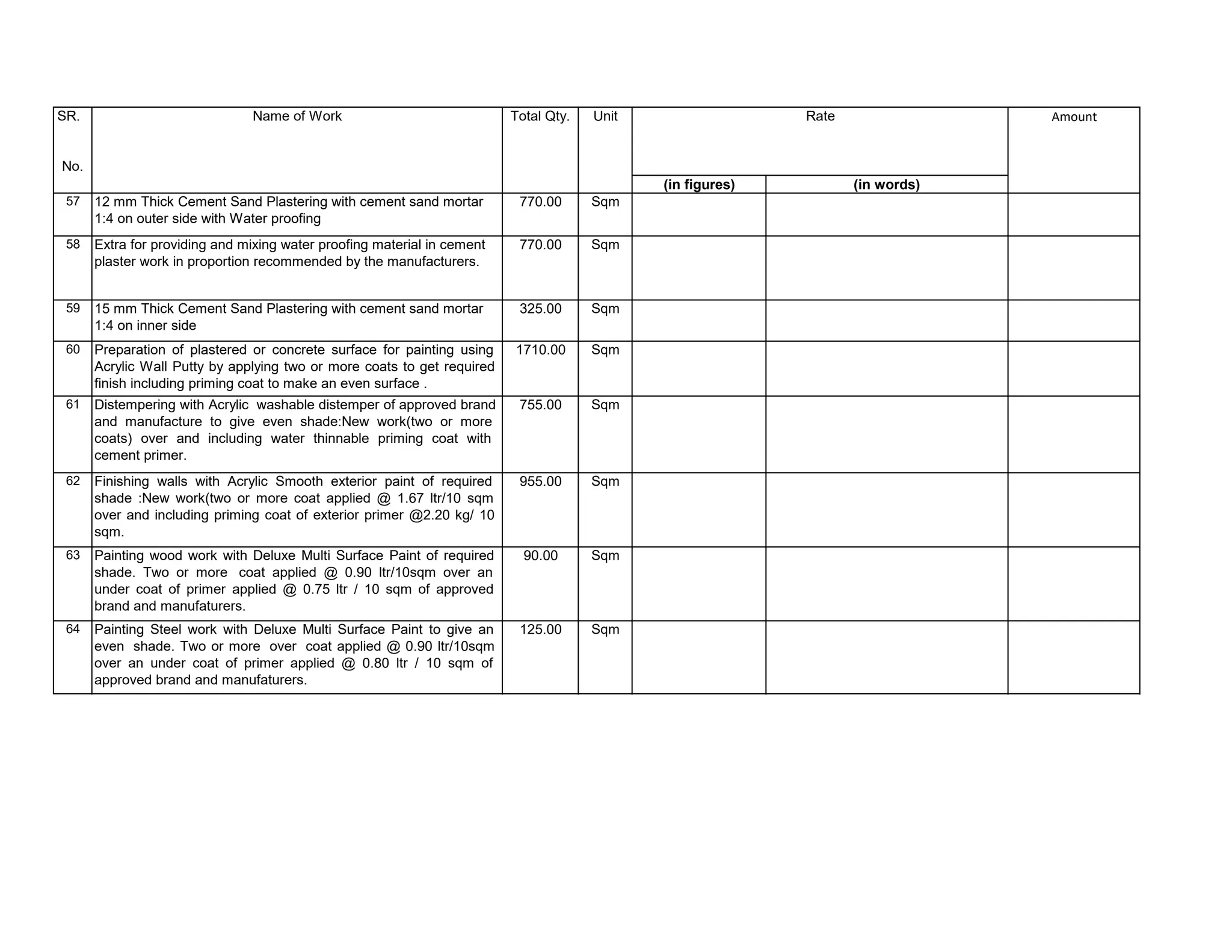Bill of quantities for civil and electrical work for swimming pool | PDF