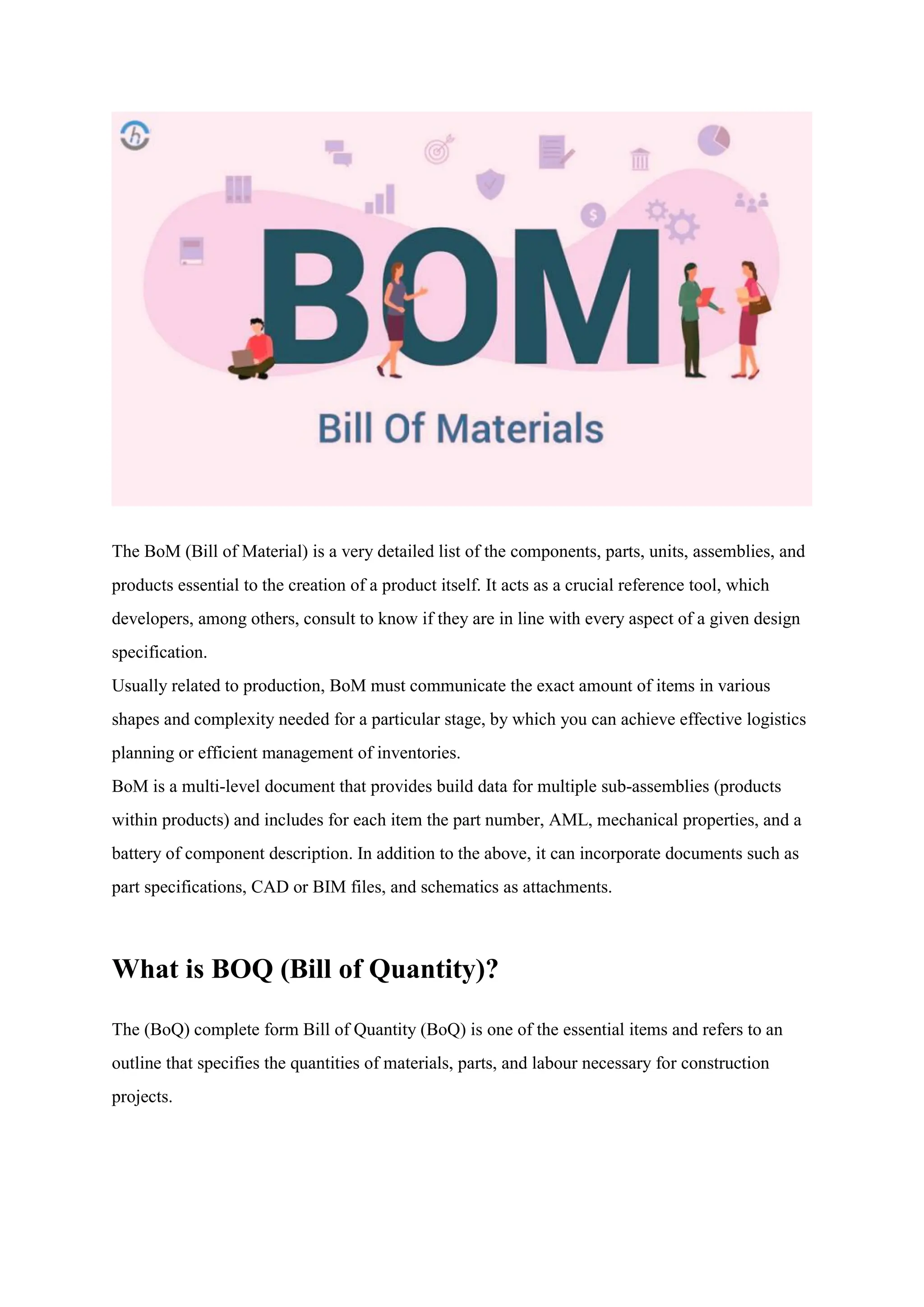 BOQ Vs BOM Definitions, Differences, And Process Explained PDF 