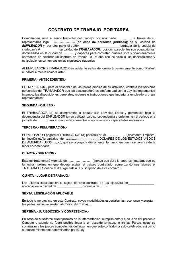 TIPOS DE CONTRATO ECUADOR