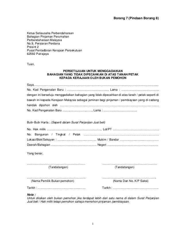 Contoh Surat Jual Tanah Malaysia