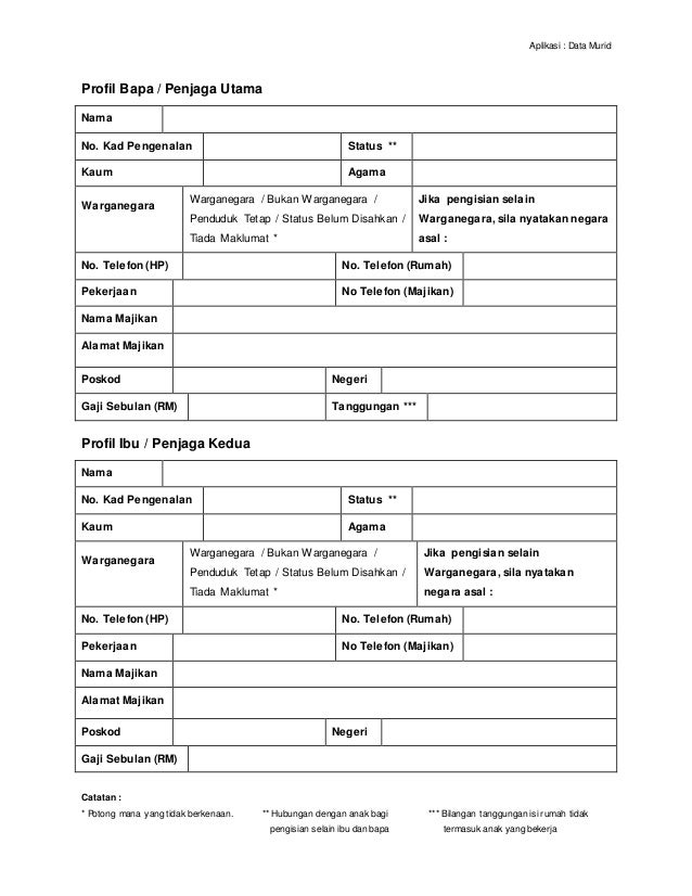 Borang data murid