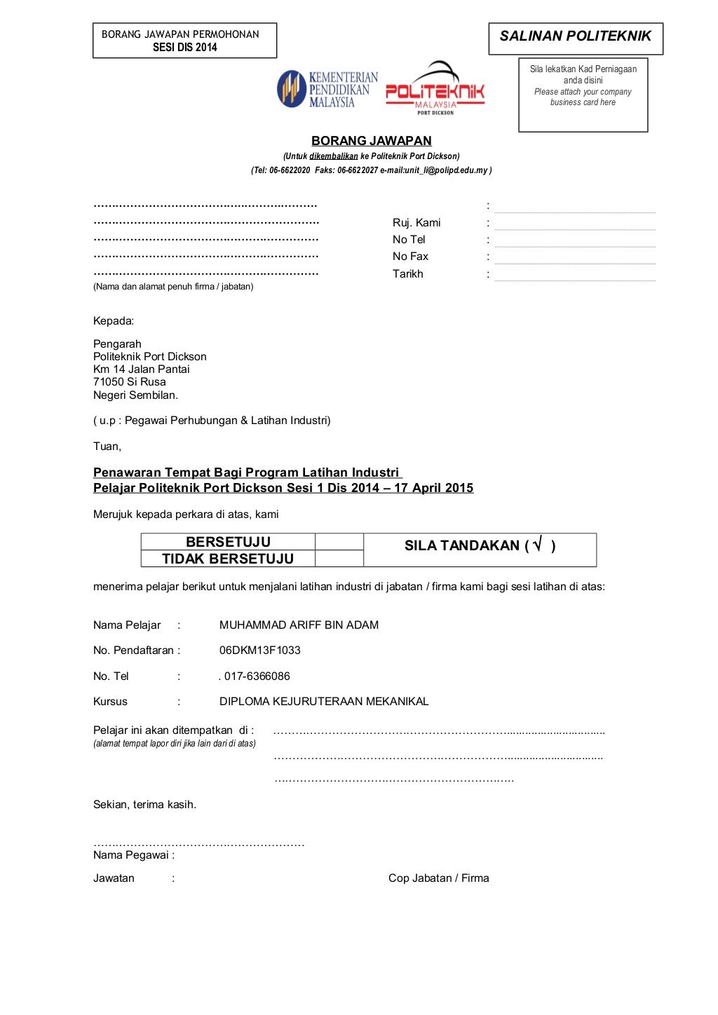 Borang jawapan dari_firma