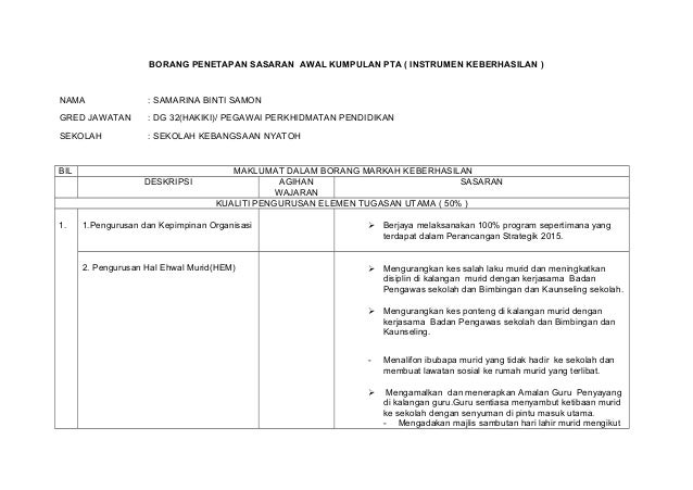 Borang Penetapan Sasaran Awal Kumpulan Pta