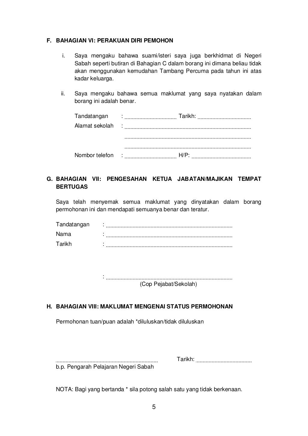 Borang Permohonan Kemudahan Tambang Percuma Mengunjungi ...