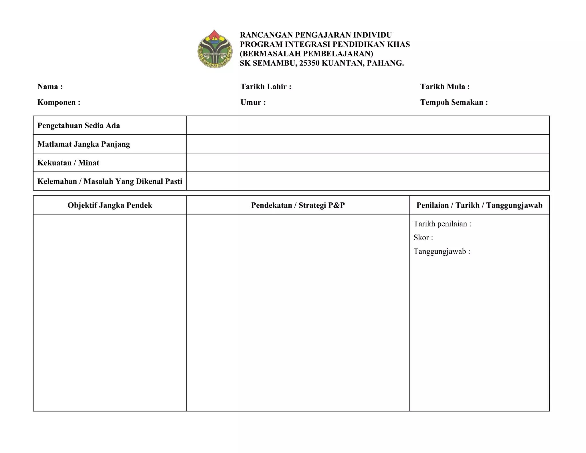 Borang Rpi Borang RPI | PDF