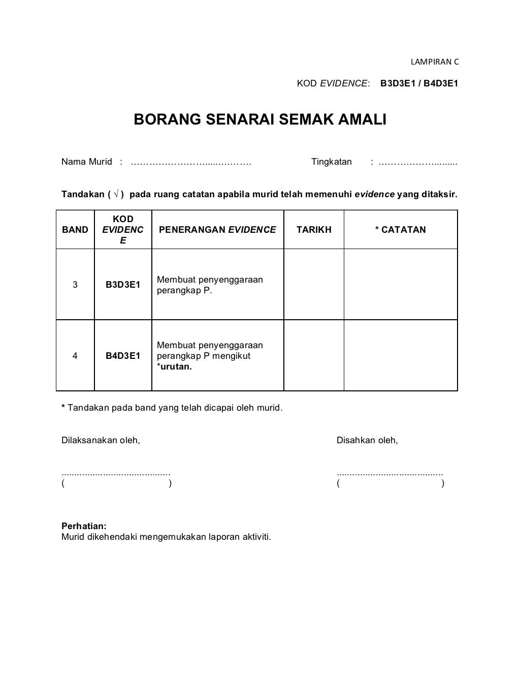 Borang senarai semak