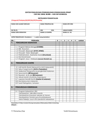 Borang senarai semak pemantauan kantin sekolah