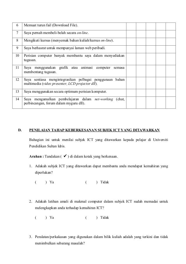 borang soal selidik program