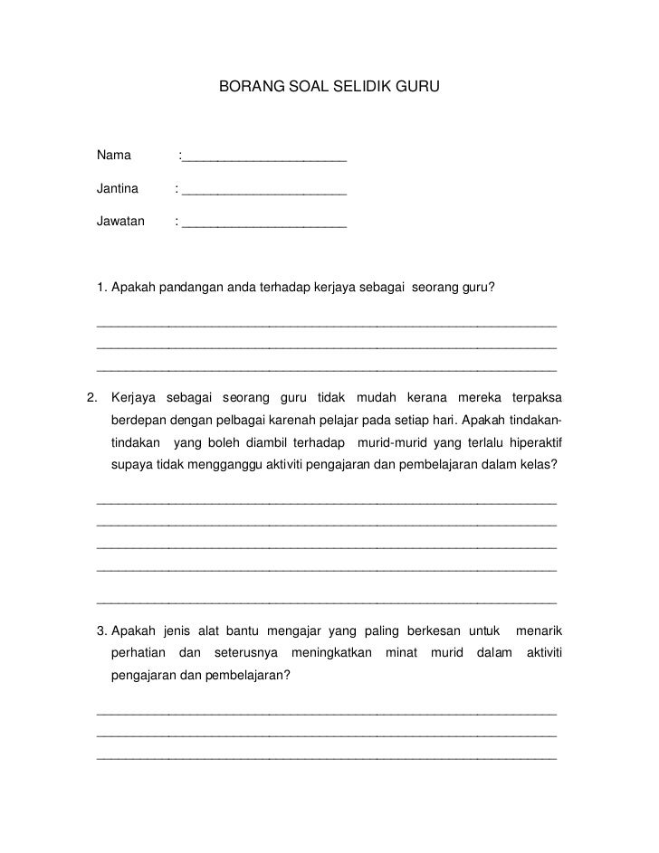 Contoh Borang Soal Selidik Tesis Pdf - Contoh Mei