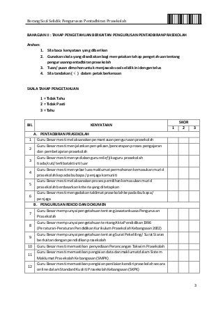 Borang Soal Selidik Pengurusan Pentadbiran Prasekolah