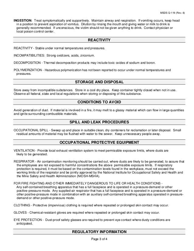 Borax Material Data Sheet MDS Sodium Tetraborate Decahydrate