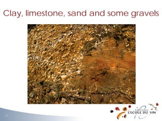 Clay, limestone, sand and some gravels
21
 