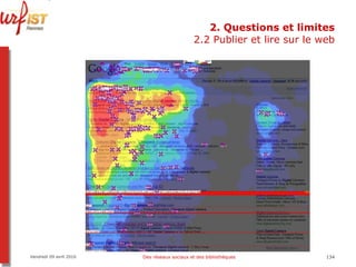 2. Questions et limites 2.2 Publier et lire sur le web Vendredi 09 avril 2010 Des réseaux sociaux et des bibliothèques 