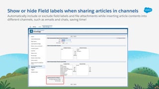 Show or hide Field labels when sharing articles in channels
Automatically include or exclude field labels and file attachments while inserting article contents into
different channels, such as emails and chats, saving time!
 
