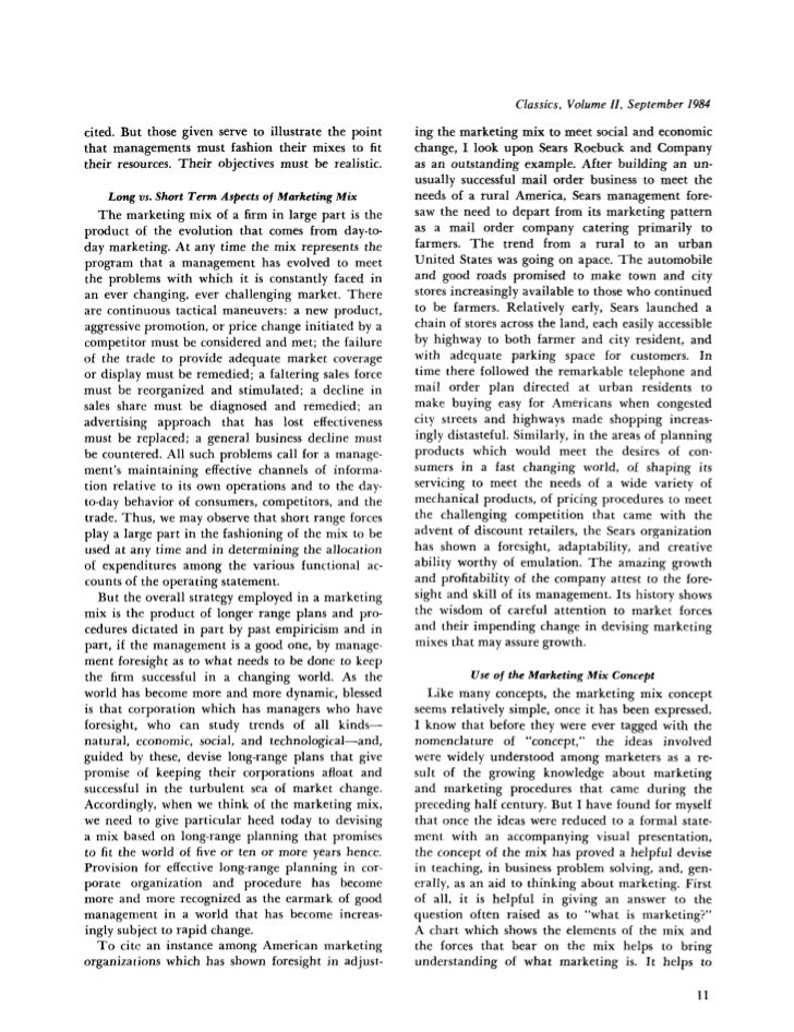 Borden, 1984 the concept of marketing