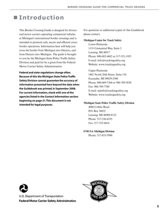 BORDER CROSSING GUIDE FOR COMMERCIAL TRUCK DRIVERS | PDF