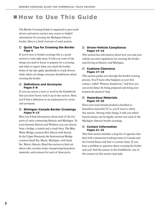 BORDER CROSSING GUIDE FOR COMMERCIAL TRUCK DRIVERS | PDF