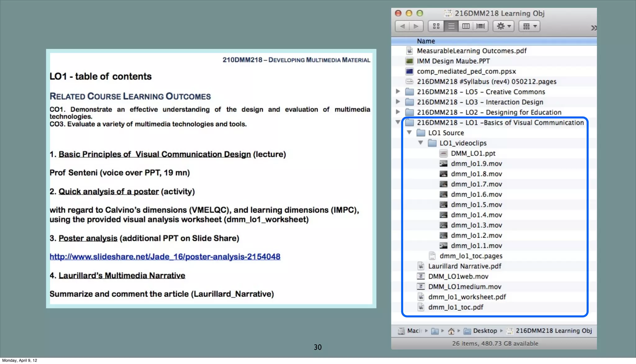 30
Monday, April 9, 12
 