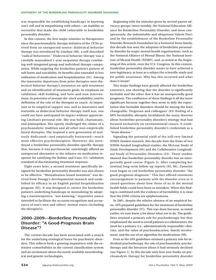 Borderline personality disorder research paper outline