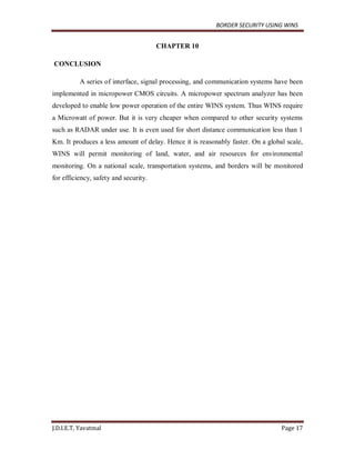 A Border security Using Wireless Integrated Network Sensors (WINS) | PDF