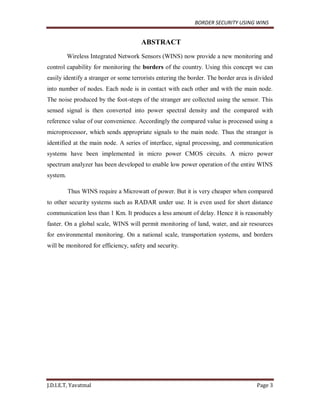 A Border security Using Wireless Integrated Network Sensors (WINS) | PDF