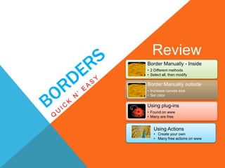 BordersQuick n’ easyReviewUsing ActionsCreate your own