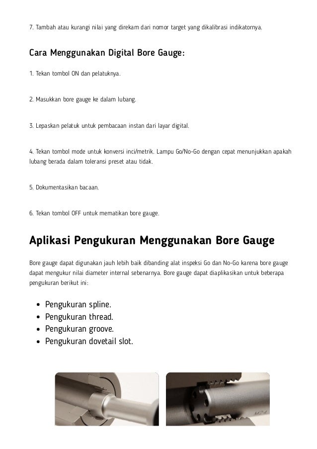 Bore Gauge Fungsi, Jenis, dan Cara Menggunakan Bore Gage PDF