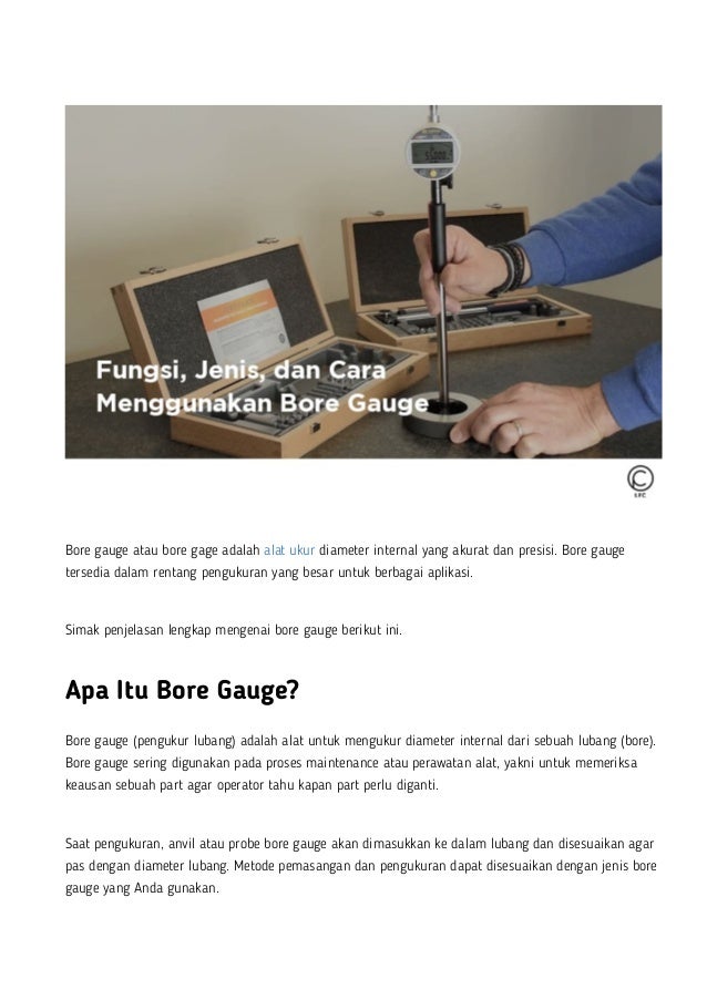 Bore Gauge Fungsi, Jenis, dan Cara Menggunakan Bore Gage